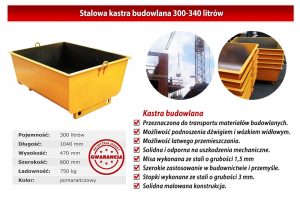 Kastra stalowa na zaprawę murarską 300l