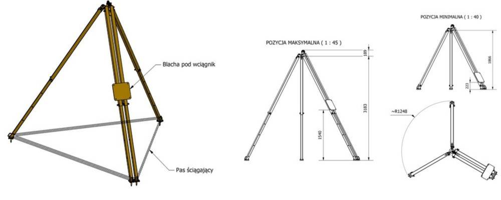 Trójnóg do wciągarki budowlanej Tretos Military